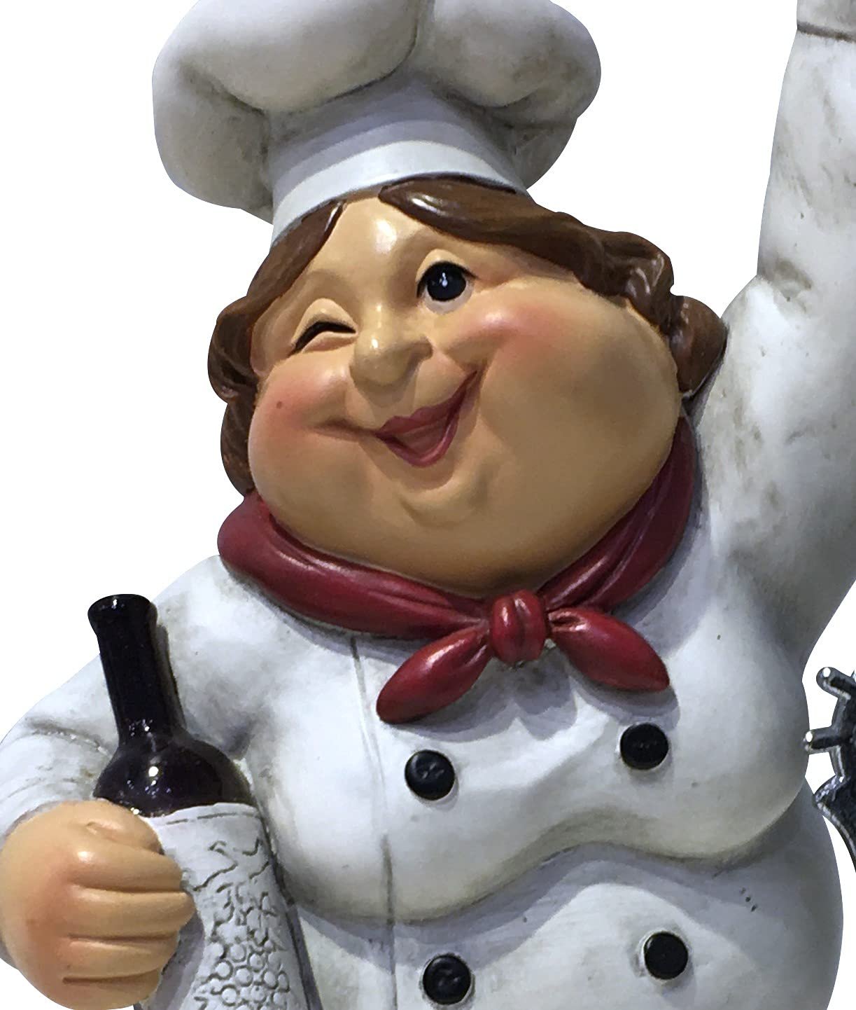 Winking Fat Lady Italian Chef Wine Bottle Cork Opener, Funny Handmade Novelty Figurine 7.5” Tall