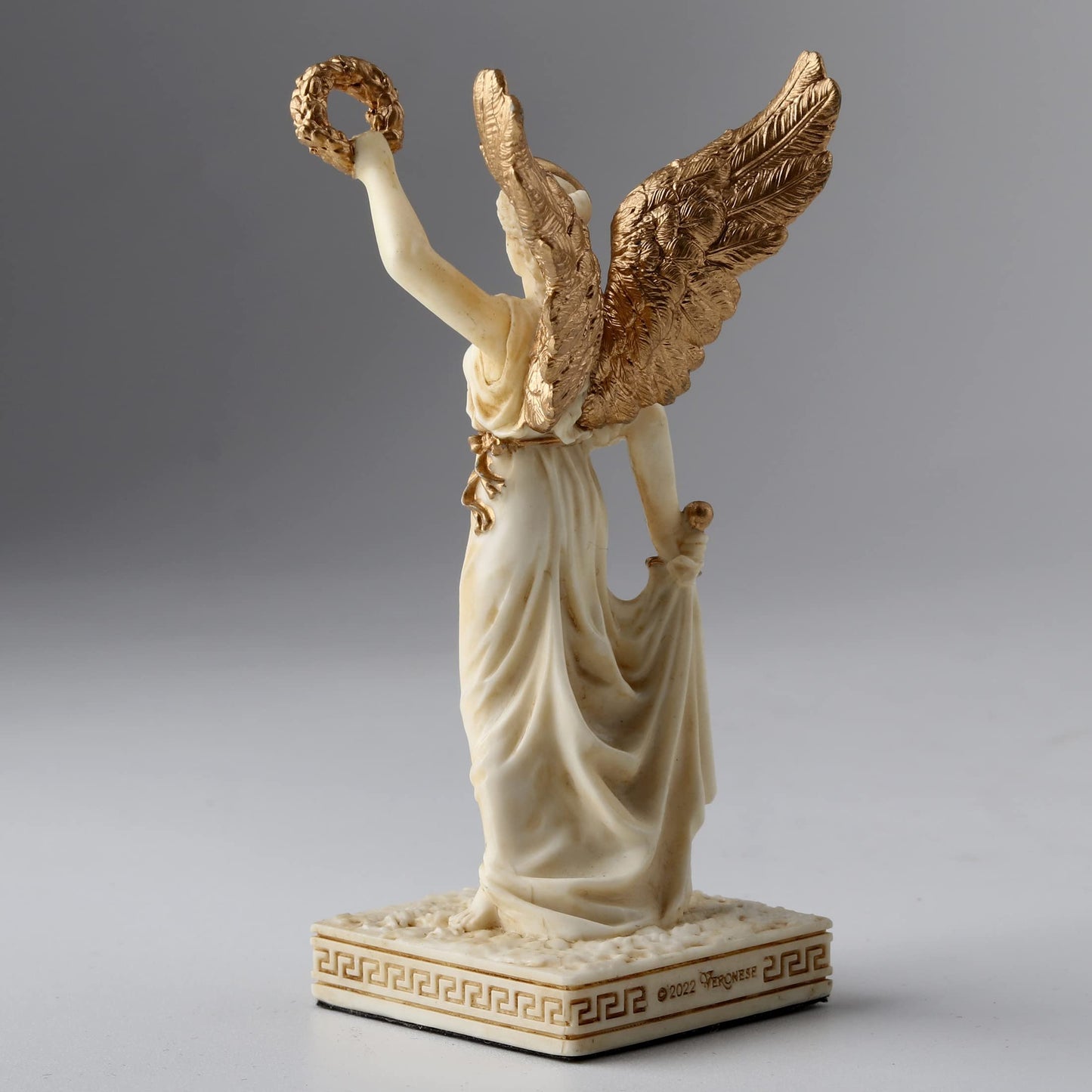 Veronese Design 4 Inch Nike Greek Goddess of Victory Resin Miniature Handpainted White Gold Finish