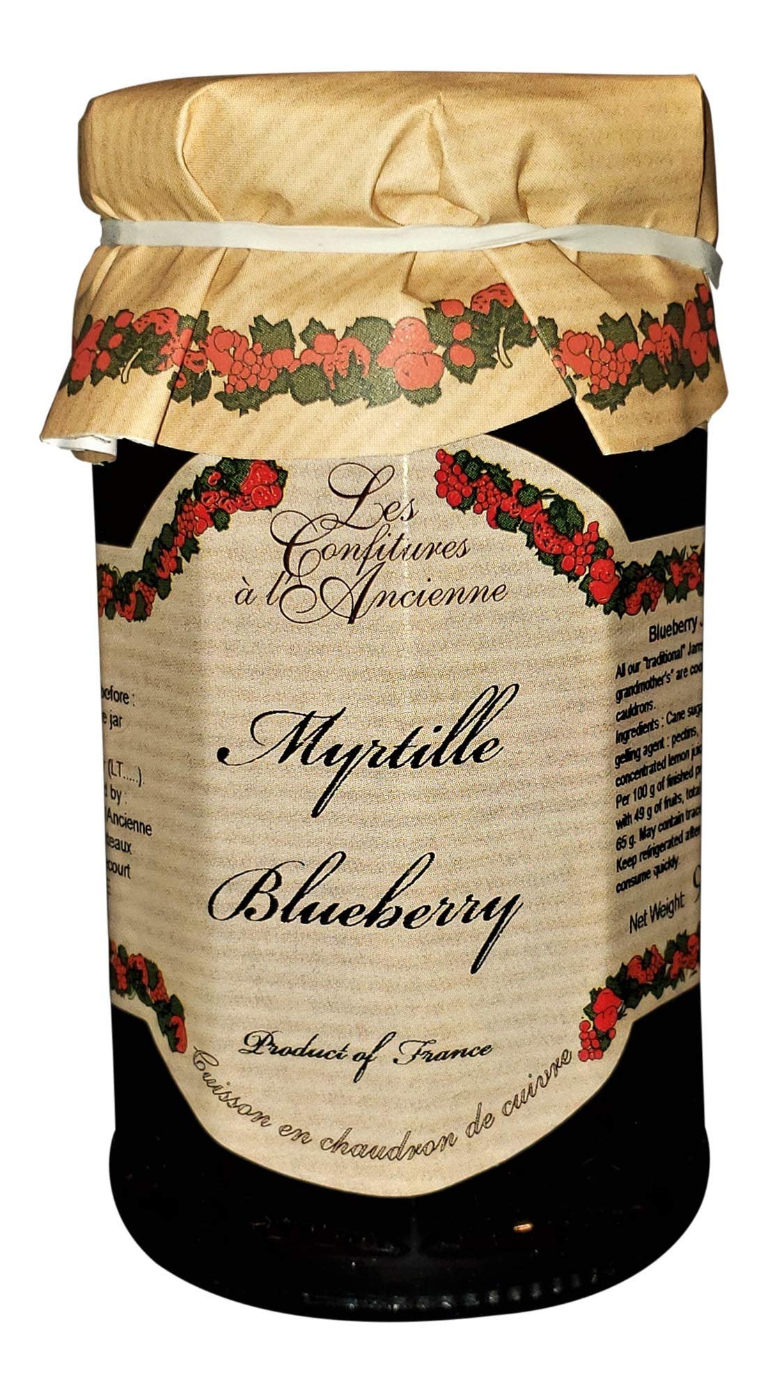Les Confitures à la Ancienne Set of 2 Jars, Myrtille Sauvage (Wild Blueberry) French Preserves, 9.5 oz Each