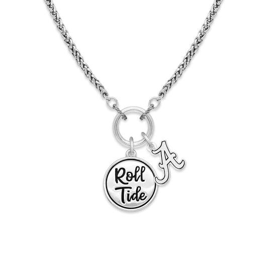 From the Heart Alabama Crimson Tide Roll Tide Twist and Shout Silver Necklace Jewelry
