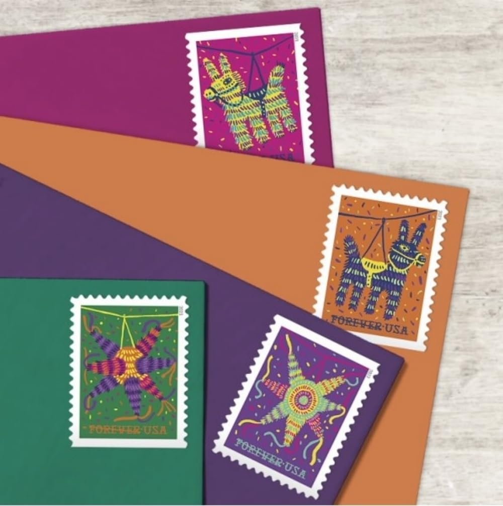 USPS Pinatas Forever Postage Stamps Celebrate Hispanic Heritage Latino Festive Celebration Party 2023 Scott #5812-5815