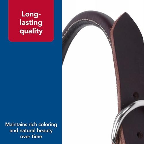 Coastal Pet Circle T Latigo Leather Round Dog Collar - Handcrafted Leather Pet Collar for Dogs - Comfortable Dog Collar for Dogs with Long Hair or Sensitive Skin