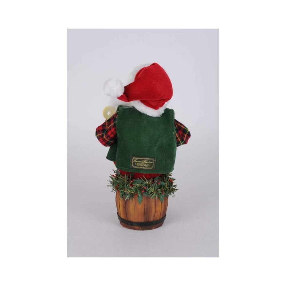 Karen Didion Beer Barrel Santa Figurine, 13 Inches