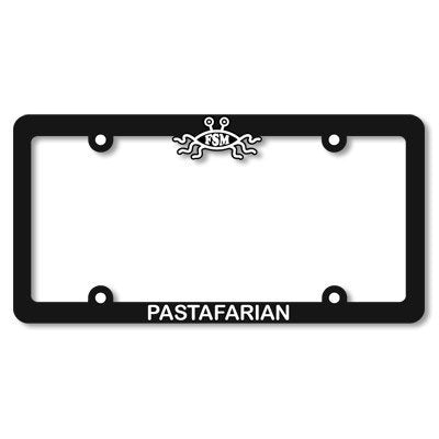 Ring of Fire Enterprises Flying Spaghetti Monster License Plate Frame - White on Black