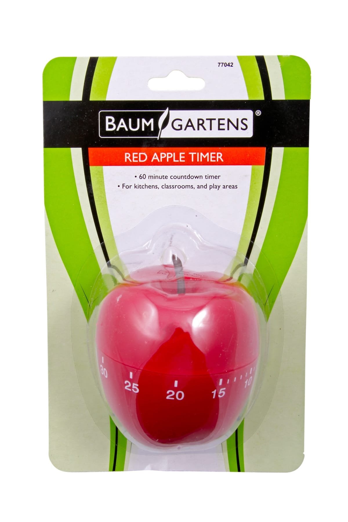Baumgartens Products - Apple Timer, 0-60 Minutes, Red - Sold as 1 EA - Apple timer is ideal for the classroom. Use for fun or timed assignments or tasks. Timer counts up to 60 minutes.