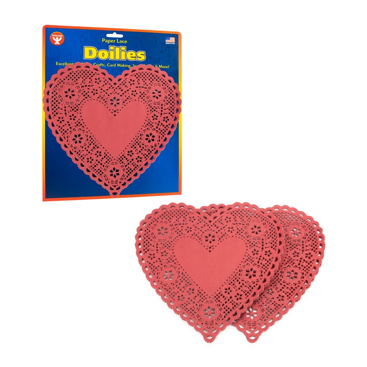 Hygloss Heart Doilies - 36 Pcs -8-Inch Pink Paper Heart Shaped Doilies for Valentines Crafts, Table Settings - Ideal for Valentine Doily, Paper Heart Doily Projects