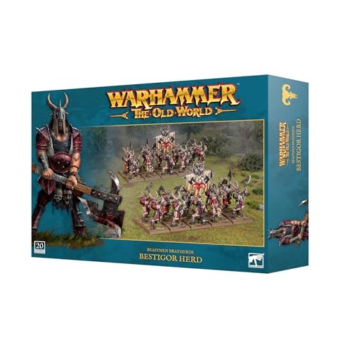 Warhammer The Old World – Bestigors Regiment | 20 Elite Beastmen Miniatures | Heavy Infantry Kit with Custom Options