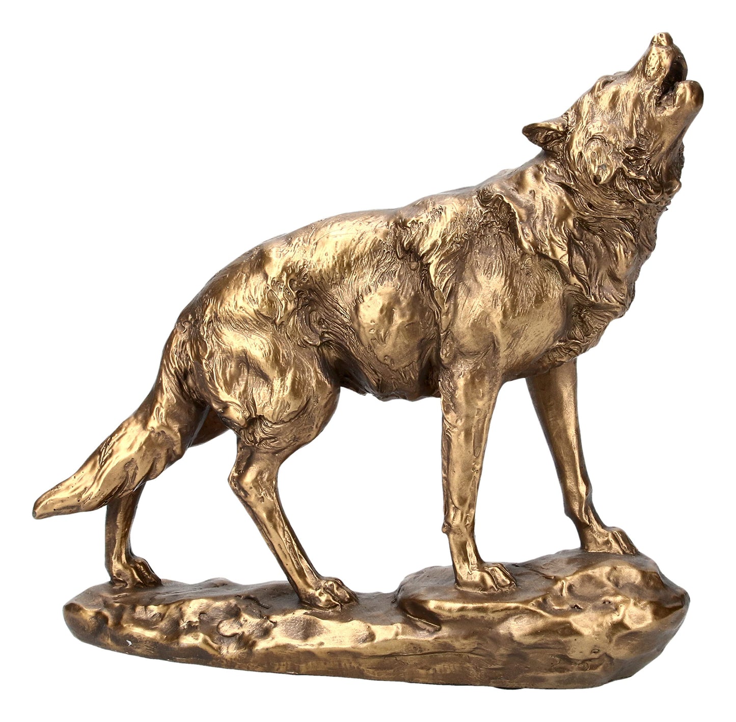 Pacific Giftware Animal World Howling Wolf Golden Finish Resin Figurine