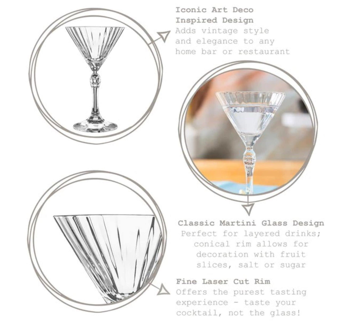Bormioli Rocco America '20s 4.75 oz. Nick & Nora Martini Glasses, Clear, Set of 4