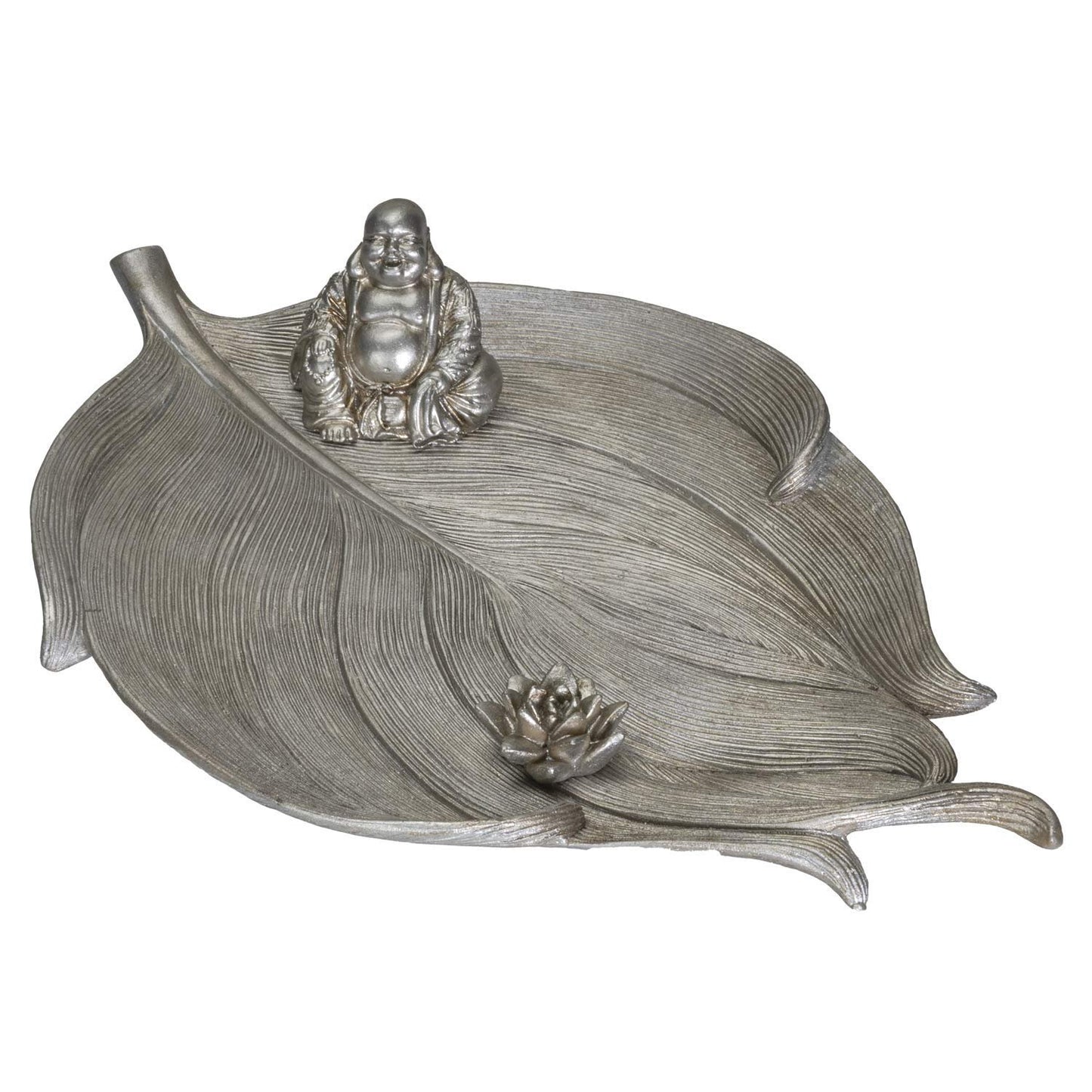 Pacific Giftware Eastern Enlightenment Fengshui Laughing Buddha Lucky & Happiness Wealth Sliver Finish Resin Figurine Incense Holder
