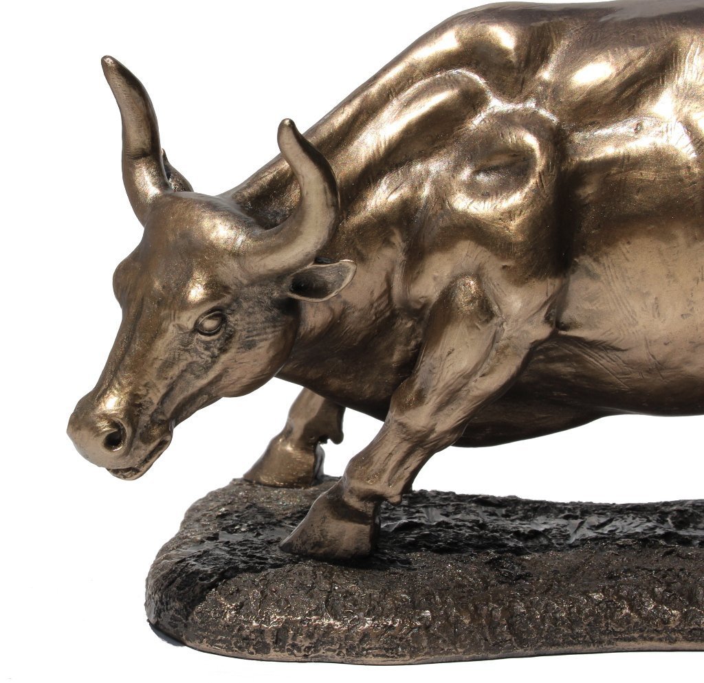 Unicorn Studios 9.5 Inch Figurine Replica Bull Polished Bronze Hued