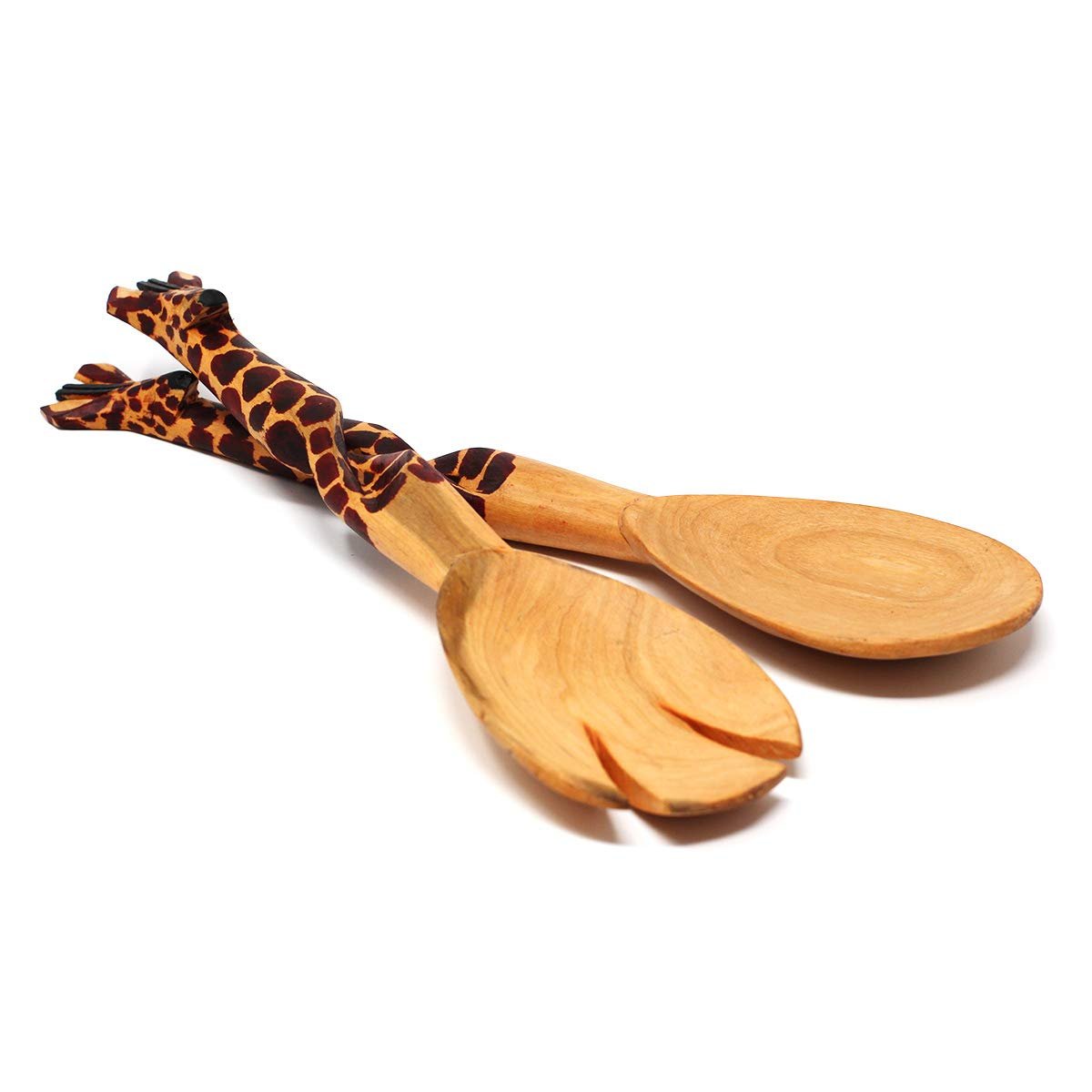 Global Crafts Hand Carved Salad Serving Set