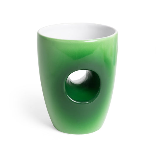 Air Hand Warmer Mug – Green Gradient Ceramic Mug with Comfort Grip Hole