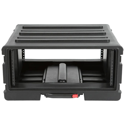 SKB 4U rSeries Rolling Rack with Integrated Back Wheels and 1-Touch Pull Handle, Comes with 4 Rack Units and Interlocking Molded Stacking Bars
