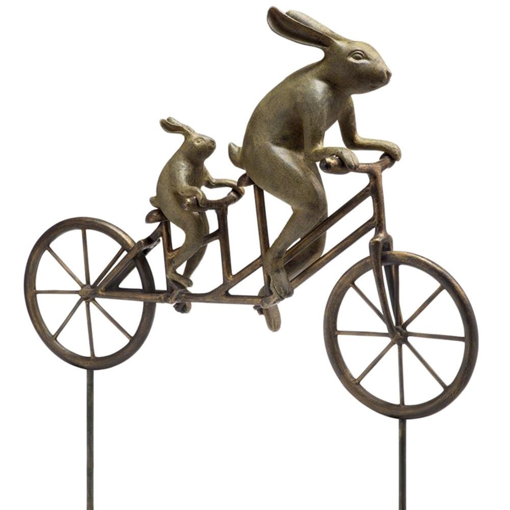 Tandem Bicycle Bunnies Garden Statue