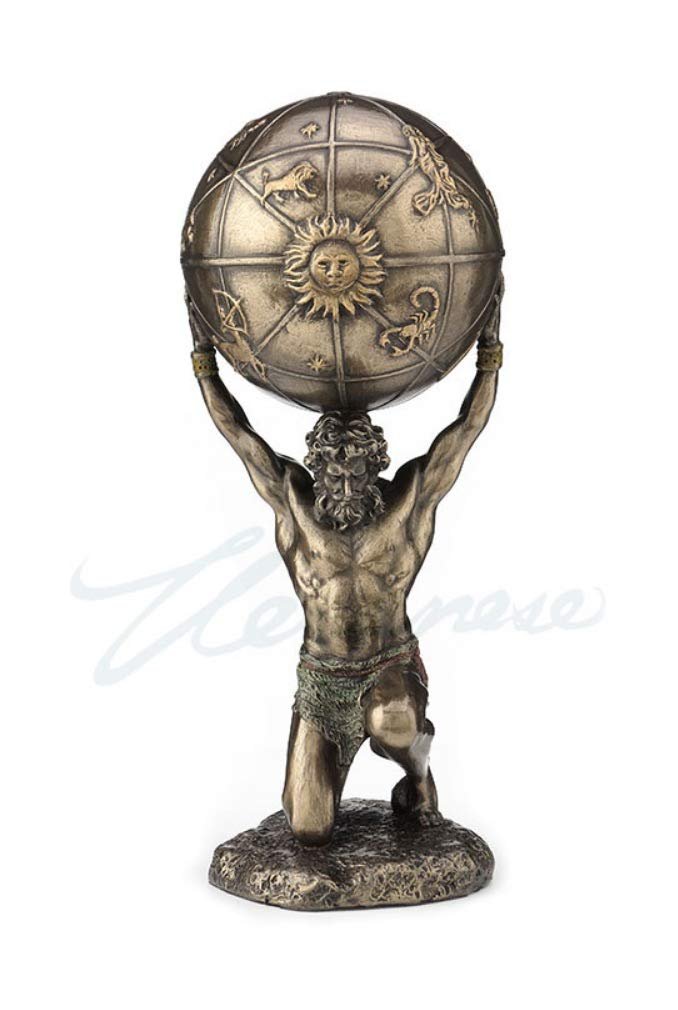 Veronese Atlas Holding World Greek Statue, Bronze Finish 8.2H