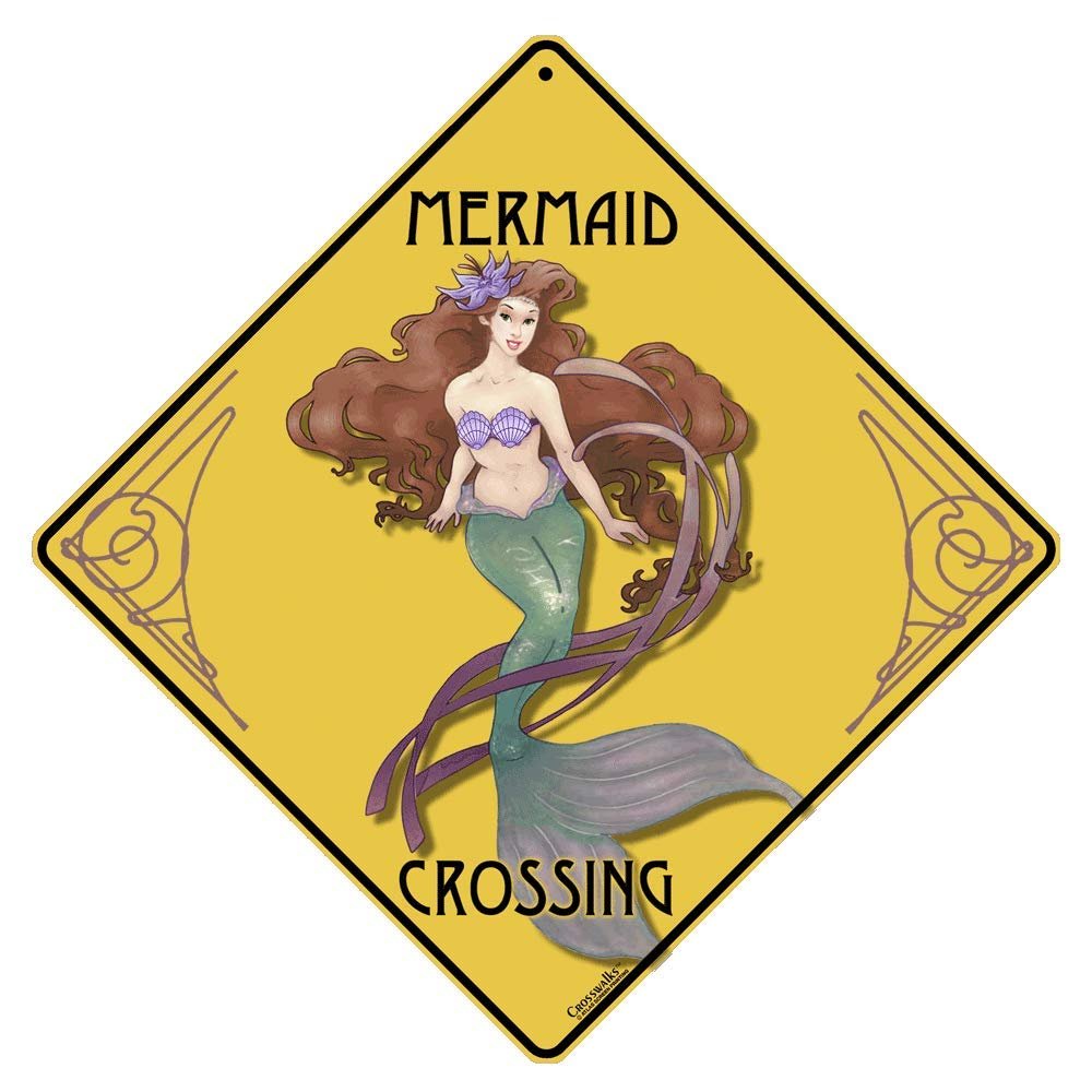 CROSSWALKS Mermaid Crossing 12" X 12" Aluminum Sign (X330-DC)