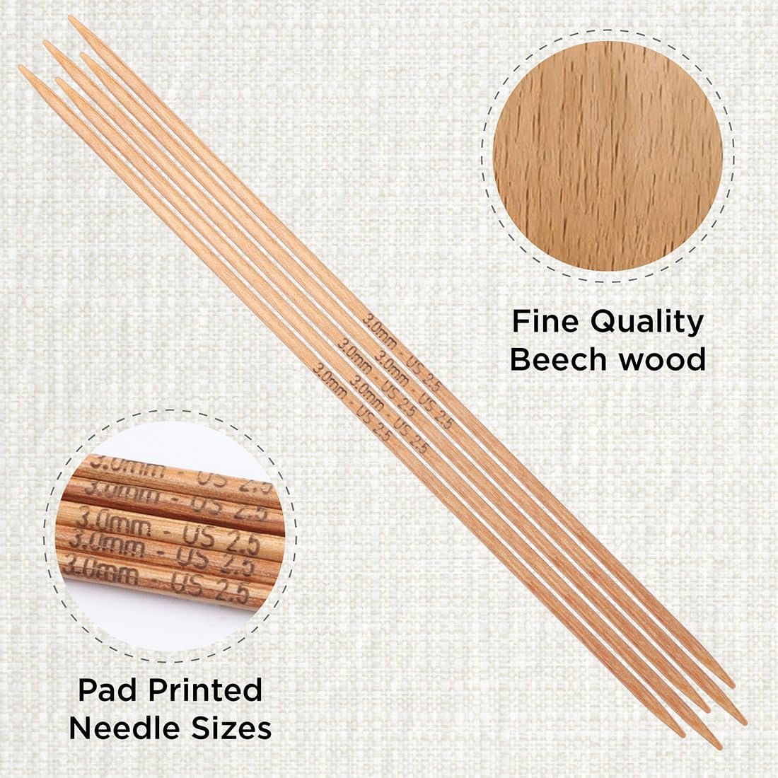 KnitPro Basix Beech Double Pointed Needles 8" (20cm)