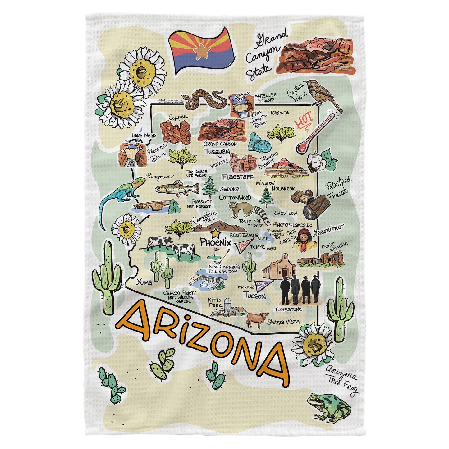 Fish Kiss® 16"x24" Map Dish Towel is of 100% Microfiber Waffle Weave Making it Super Absorbent, Soft & Machine Washable - Map Kitchen Towel,Map Dish Cloth is Multi Purpose