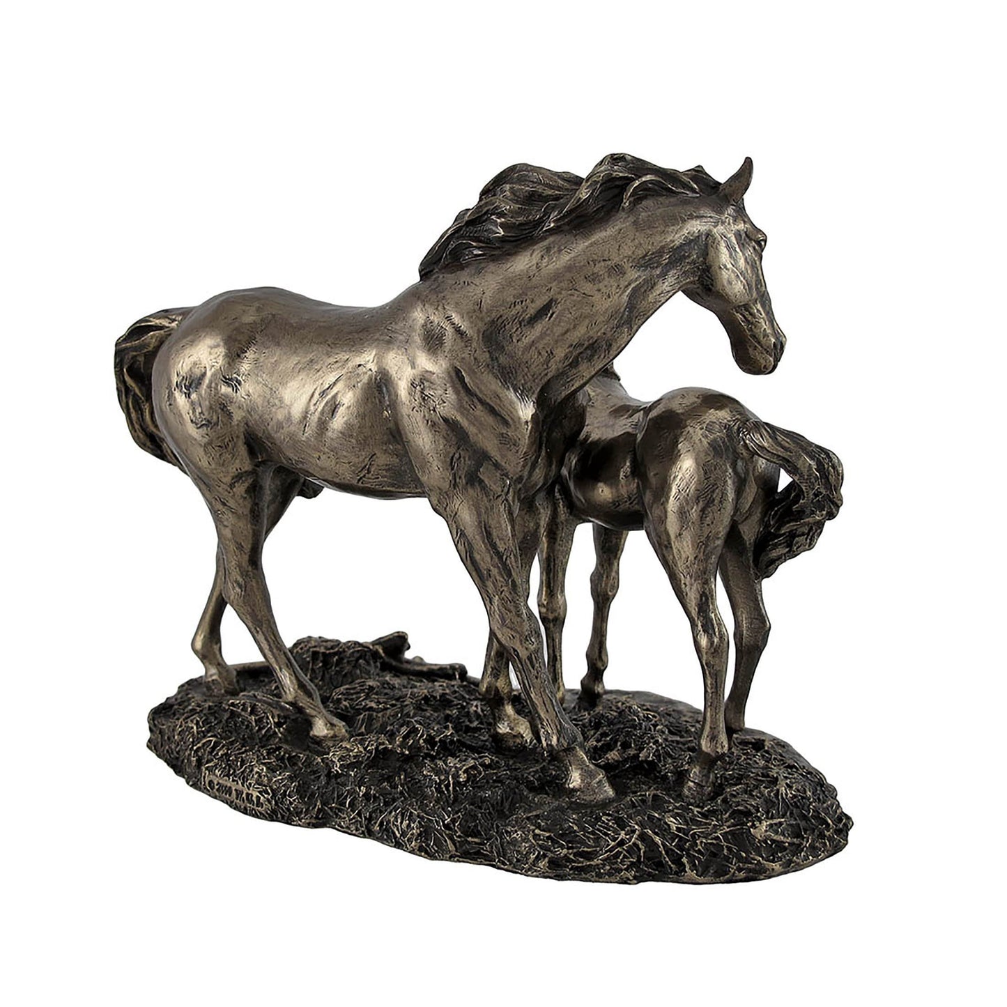Veronese Design Majestic Mare and Foal Wild Horses Bronze Finish Statue - Exquisite Detail - Cold-Cast Resin - 7 Inches Long - Perfect Home Decor for Horse Enthusiasts