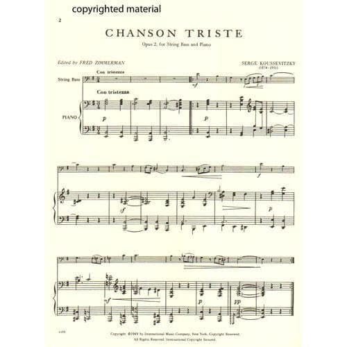 Koussevitzky, Serge - Chanson Triste, Op 2 - Bass and Piano - edited by Fred Zimmermann - International Music Co [Sheet music] [Sheet music] [Sheet music] [Sheet music] [Sheet music] [Sheet music] [Sheet music] [Sheet music]