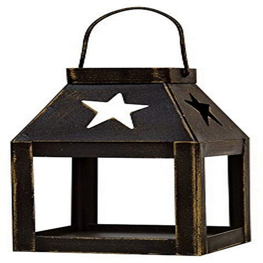 CWI Gifts Black 2.5"x5" Star Cutout Mini Lantern Metal, 2.5" x 5"