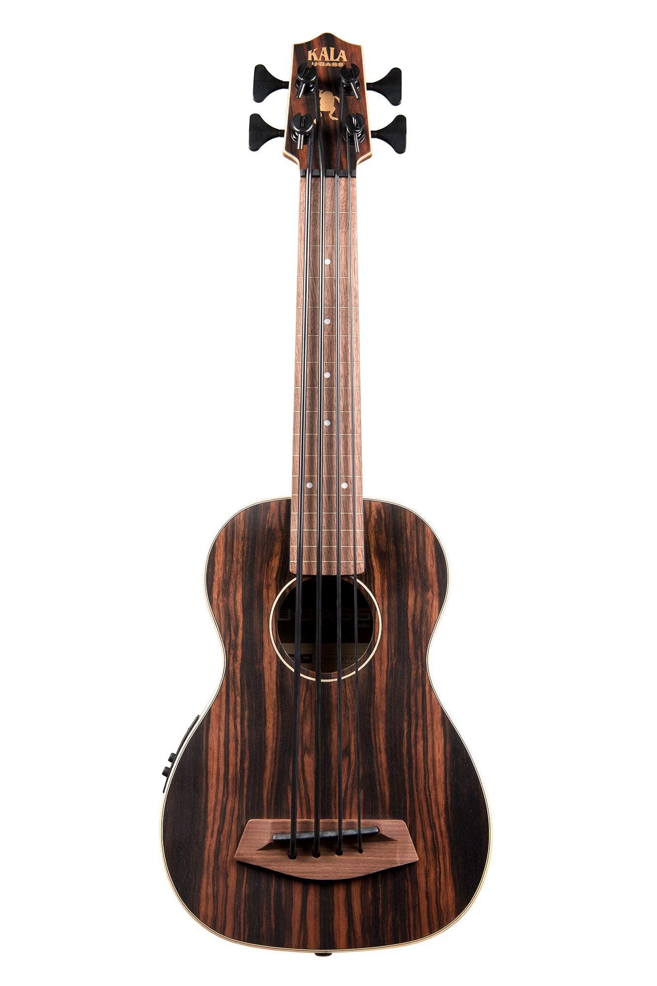 Kala UBASS-EBY-FL Striped Ebony Fretless U-Bass Acoustic-Electric Ukulele Bass Natural