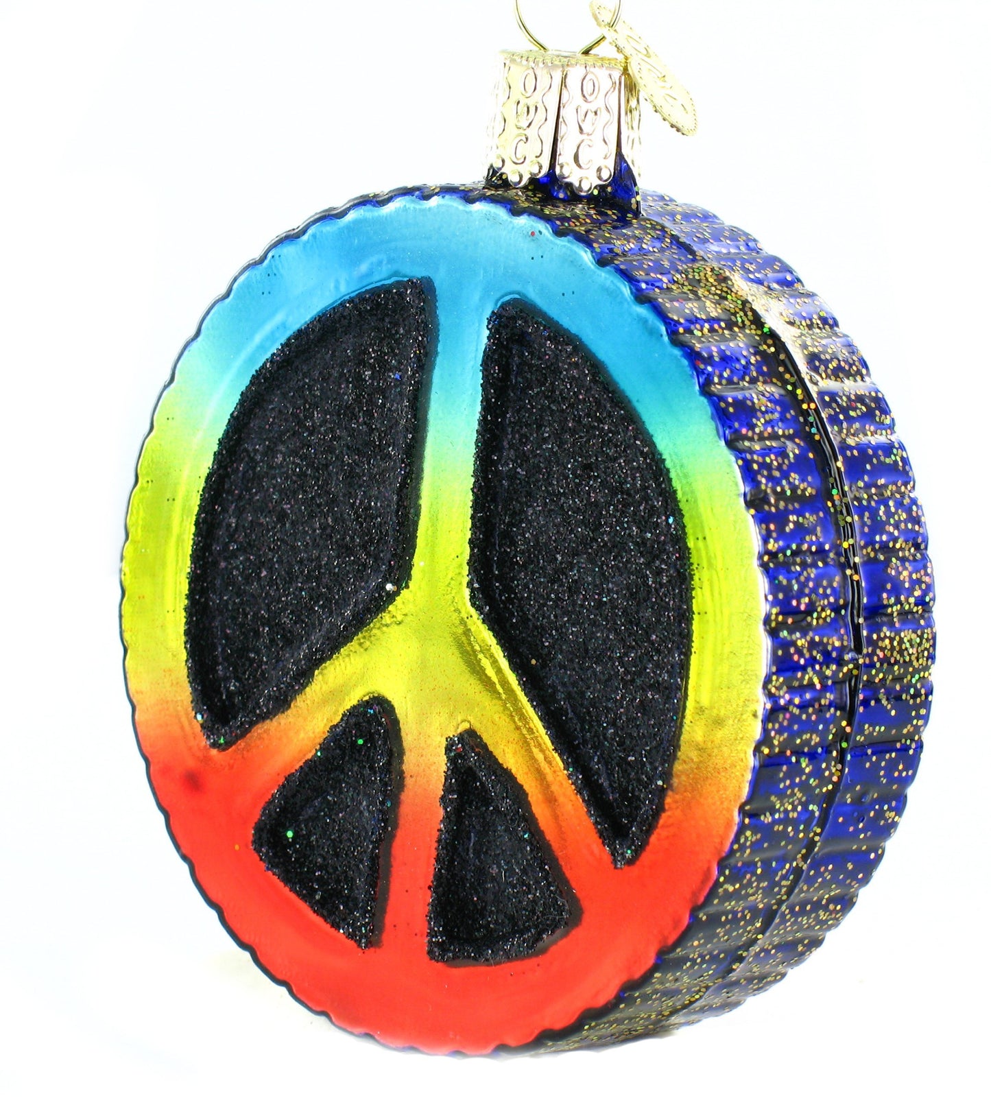 Old World Christmas Ornaments:Peace Sign Glass Blown Ornaments for Christmas Tree, Peace Sign