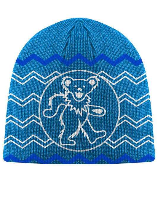 Grateful Dead Steal Your Face Knit Beanie Skull Cap Winter Hat - Blue