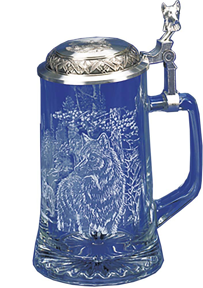 GLASS TIMBER WOLF GLASS BEER STEIN Designed by JAMES MEGER