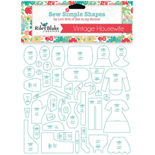 RILEY BLAKE DESIGNS Riley Blake Template Set-Vintage Housewife by Lori Holt 43/Pkg, Blue/Opaque