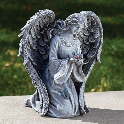 Roman Seated Angel with Butterfly Garden Statue, 11-inch Height, Outdoor Decoration