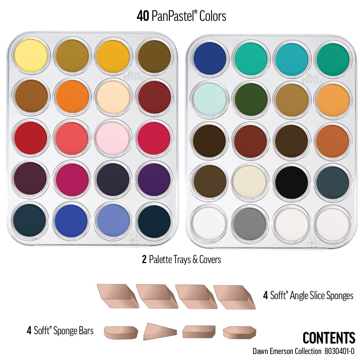 PanPastel Artist Pastels by GOLDEN, Dawn Emerson Collection Set, 40 Color, Professional Artist Pastels, Unique Pan Format (cake-like)