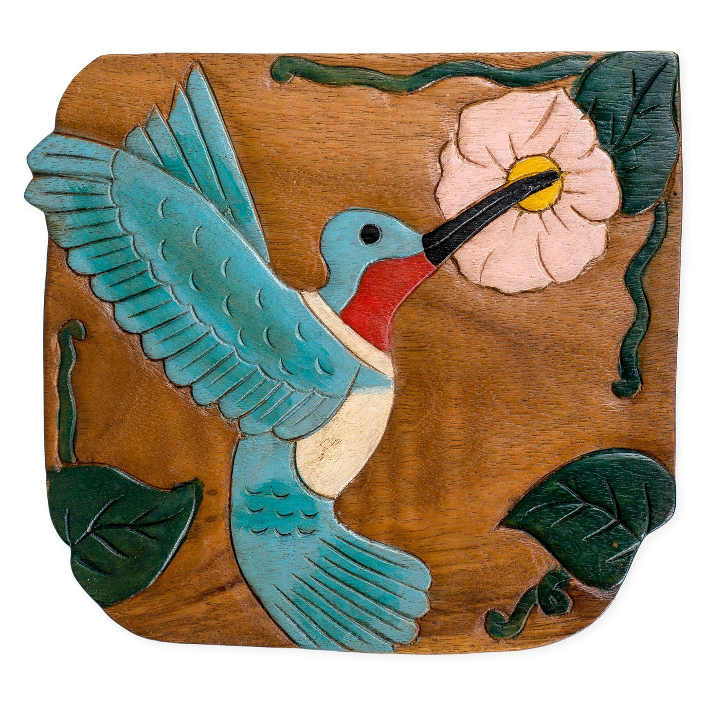 Sea Island Imports, Inc. Hummingbird Bird Hand-Carved Acacia Hardwood 11 inch Decorative Animal Foot Rest Step Stool Adults Home Decor
