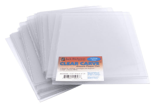 Jack Richeson 689090 Carve 36 Pack Etching Plate, 5" x 7", Clear