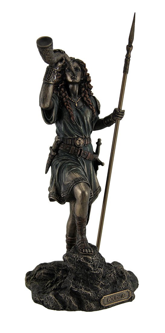 Veronese Design Boudica Warrior Queen of Iceni Holding Spear Blowing Celtic Horn Statue