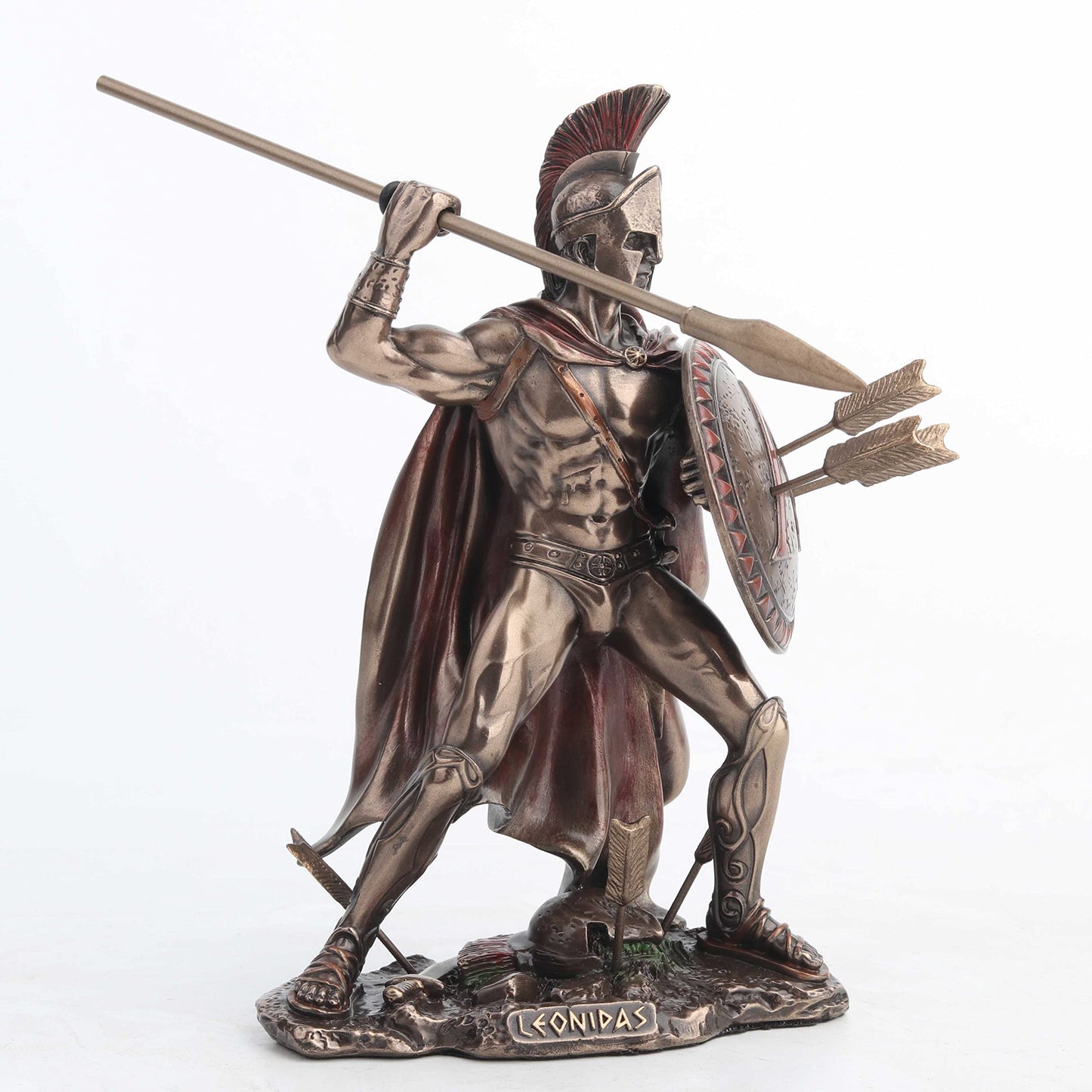 Veronese Design 6 1/8 Inch Spartan King Leonidas Spear and Shield Cold Cast Resin Bronze Finish Sculpture