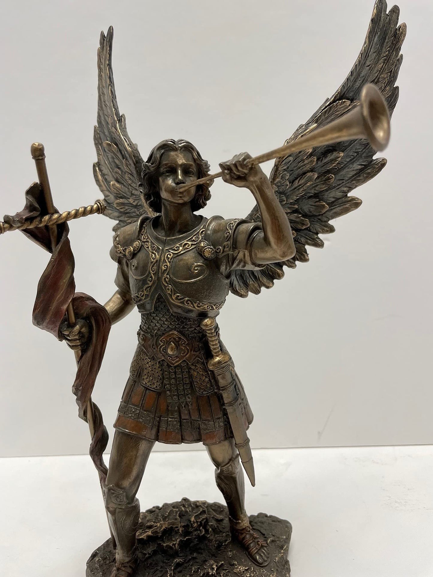 13 Inch Archangel - Saint Gabriel with Horn Cold Cast Bronze Figurine