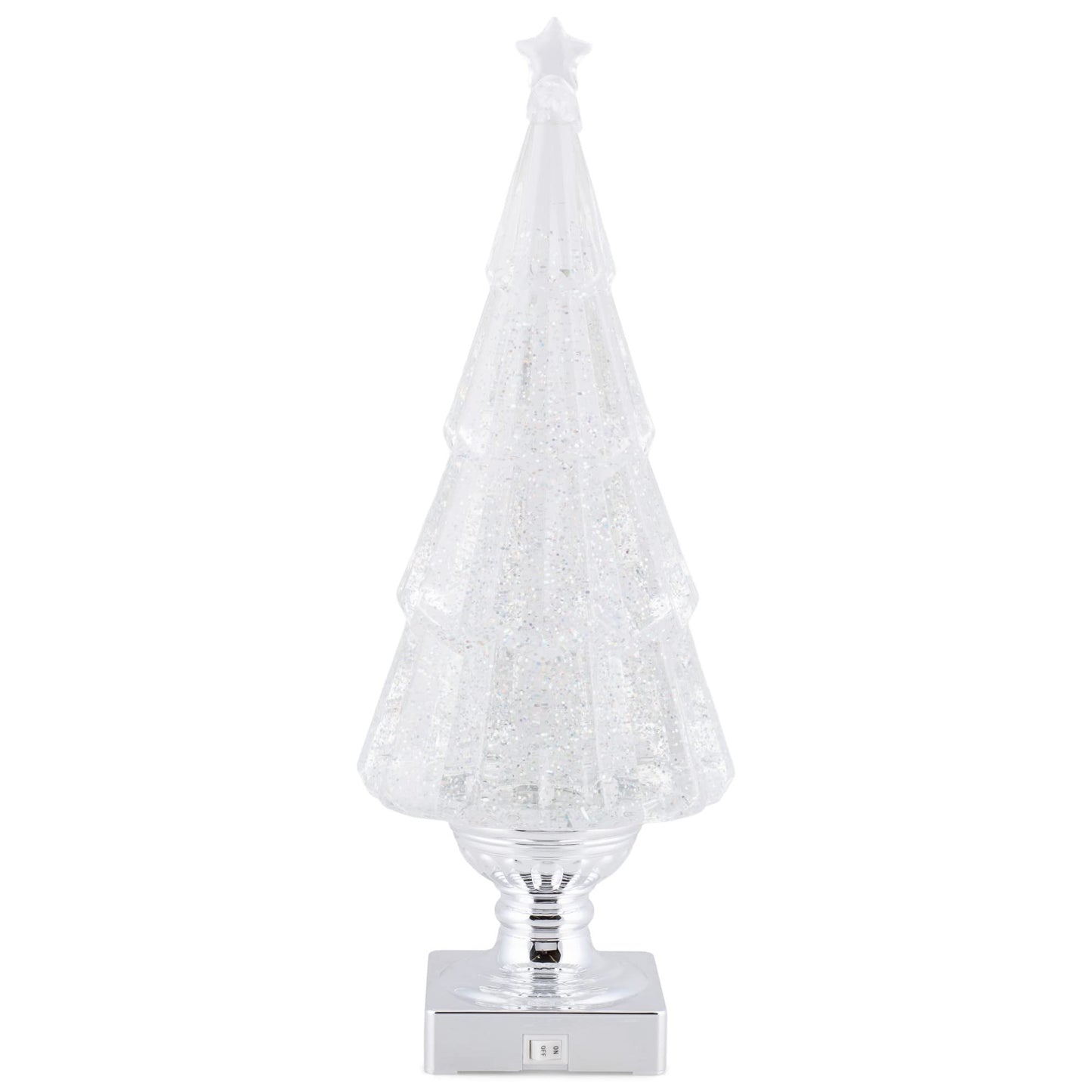 RAZ Imports 2022 Holiday Water Lanterns 13.75" Lighted Tree with Silver Swirling Glitter