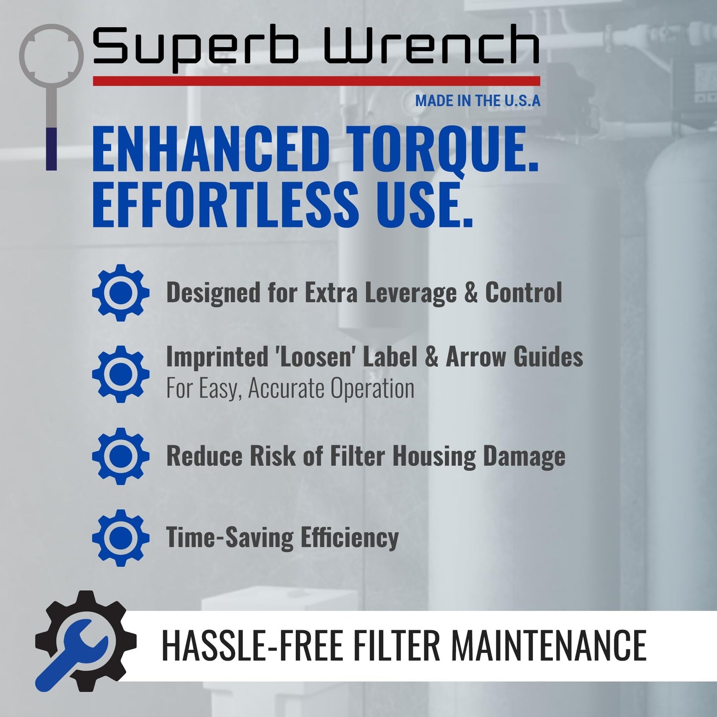 Superb Wrench HW-SL-MW4 Replacement Filter Housing Wrench, Silver/Blue