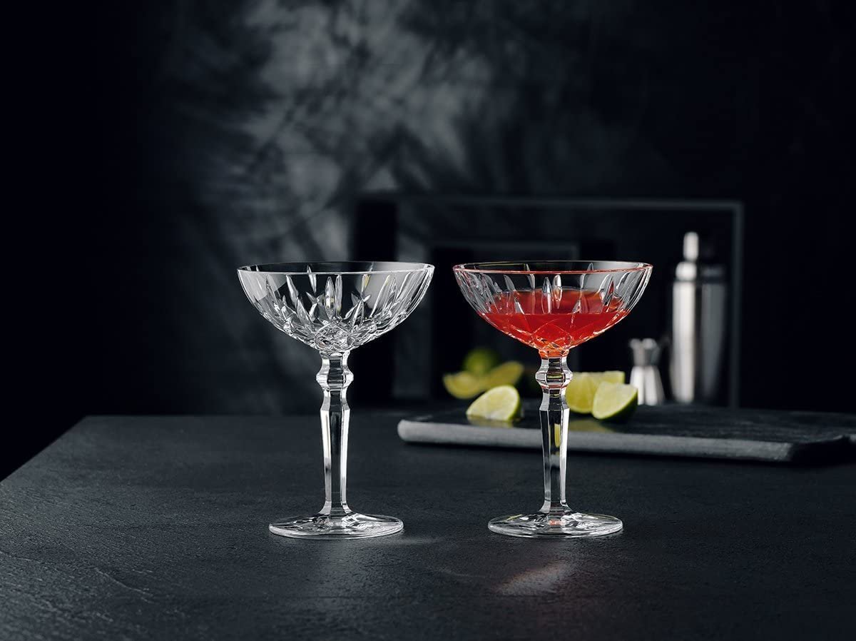 Nachtmann Noblesse Collection Cocktail Coupe Glasses, set of 2, Clear Crystal Glass with Stem, Perfect for Drinking Champagne, Sweet Wine, Martini, and Cosmopolitan, dishwasher safe