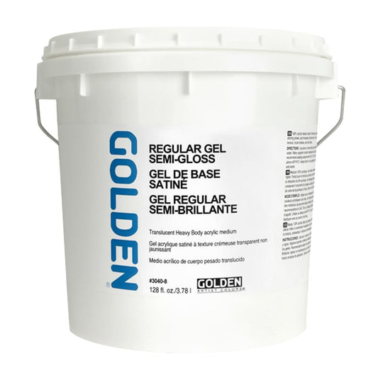 Regular Gel Semi-Gloss by GOLDEN, 128 fl. oz. Jar, Professional Acrylic Gel Medium, Semi-Transparent
