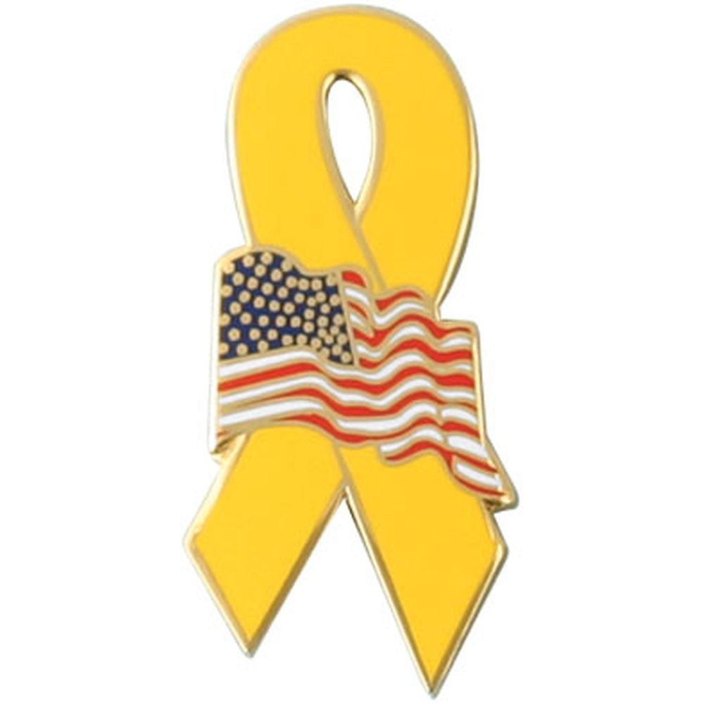 Yellow Ribbon American Flag Lapel Pin