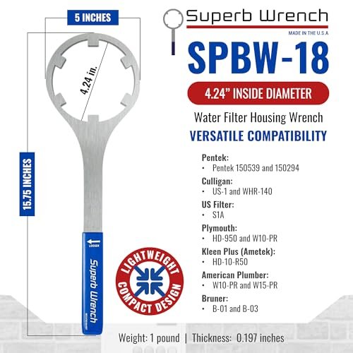 Superb Wrench SPBW-18 Heavy Duty Metal Water Filter Housing Wrench (4.24 inch Inside Diameter)