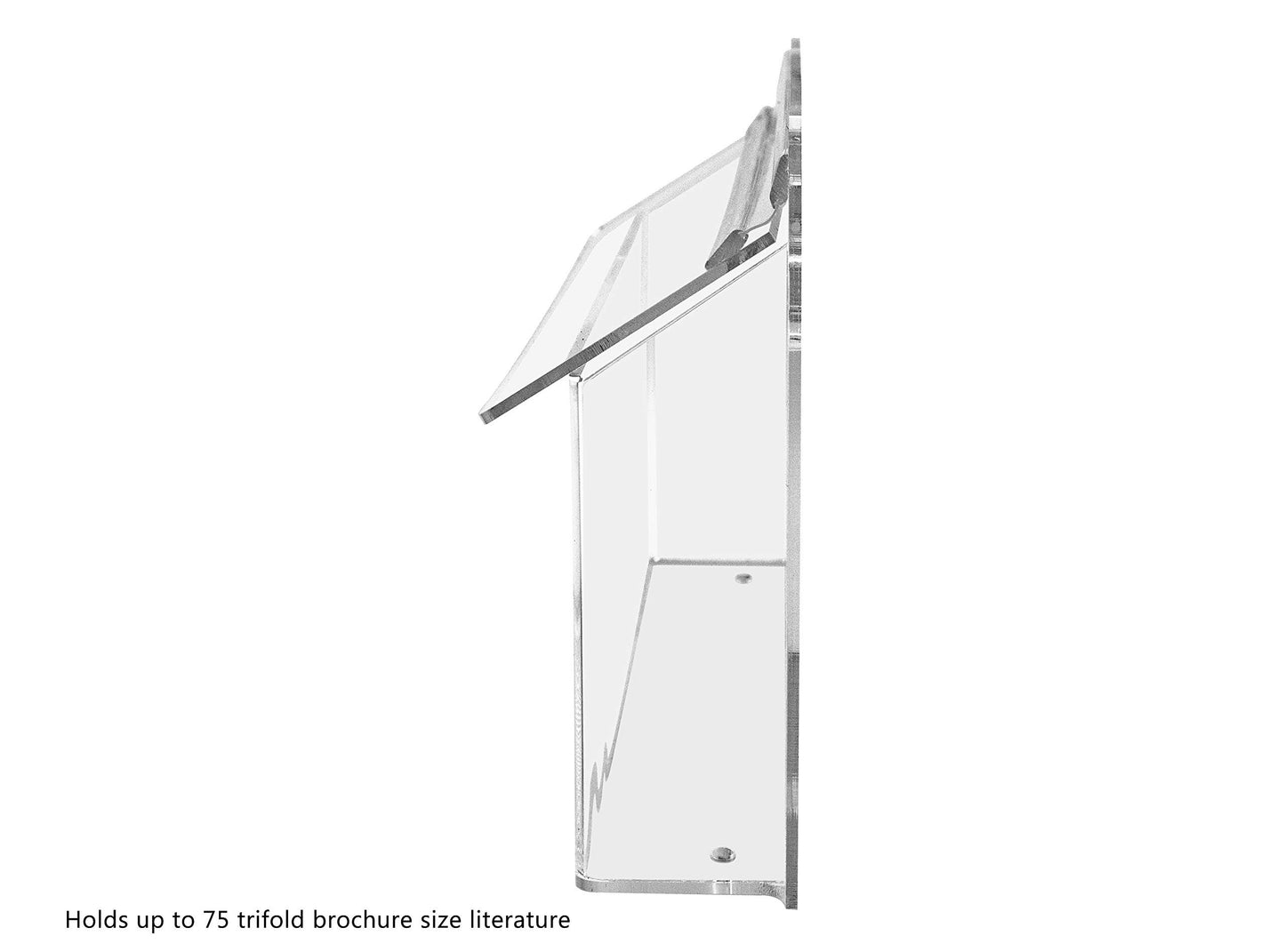 Marketing Holders Outdoor Brochure Holder Holds 11" x 4" Horizontal Trifolds Clear Acrylic Wall Mount Rack Card Box with Lid Includes Take One Sticker and Adhesive Strips