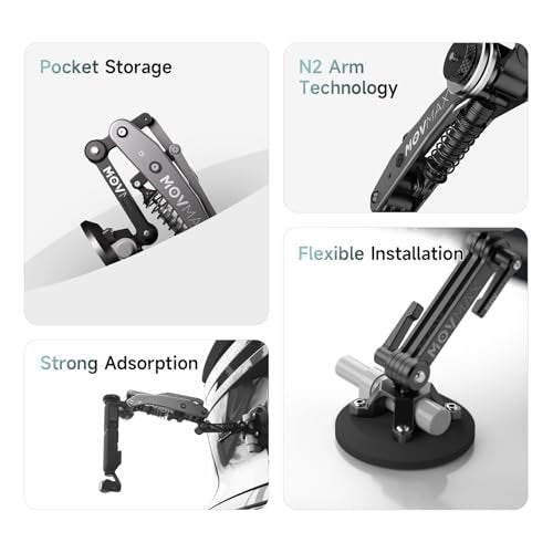 Movmax Blade Arm for DJI Pocket 3, Insta 360, and GoPro Hero 12 Cameras with N2 Arm Technology and Universal Locking Screw