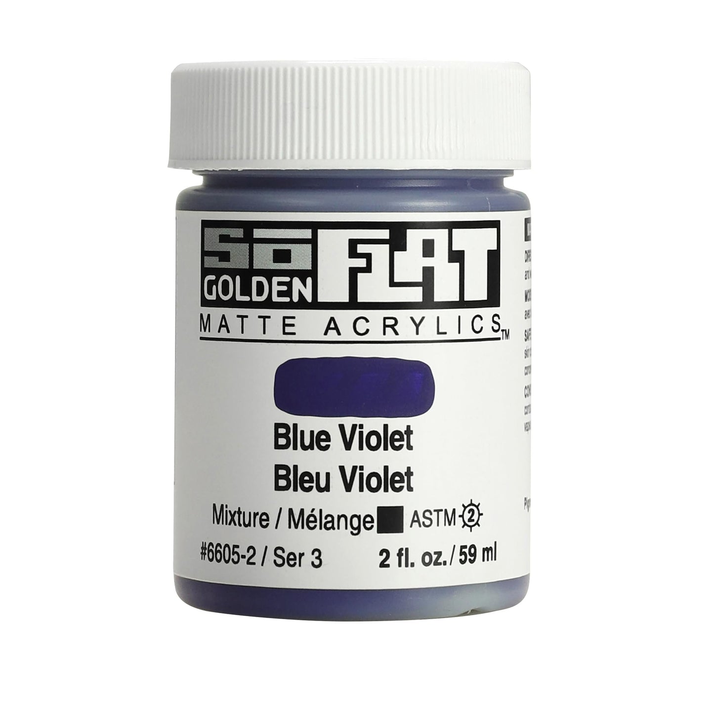 SoFlat Matte Acrylics by GOLDEN, Blue Violet, 2 fl. oz. Jar, Professional Acrylic Paint, Opaque