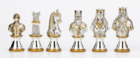 Veronese Design 3" Medieval Metallic Chessmen Set Zinc Alloy