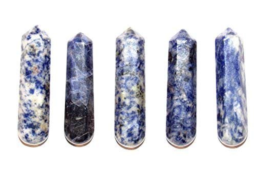 Zentron Crystal Collection: 60MM All Natural Gemstone Crystal 2"+ Wand and Velvet Pouch (Sodalite)