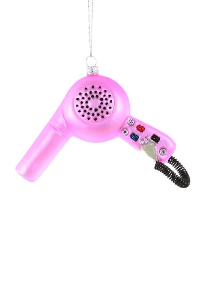 Cody Foster & Co Pink Hair Dryer Hairdresser Glass Christmas Ornament